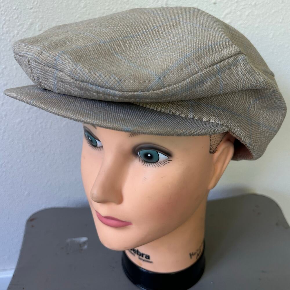 Vintage Bourse Cellini Newsboy Cap USA Union Made Plaid Mod Driving Hat Small